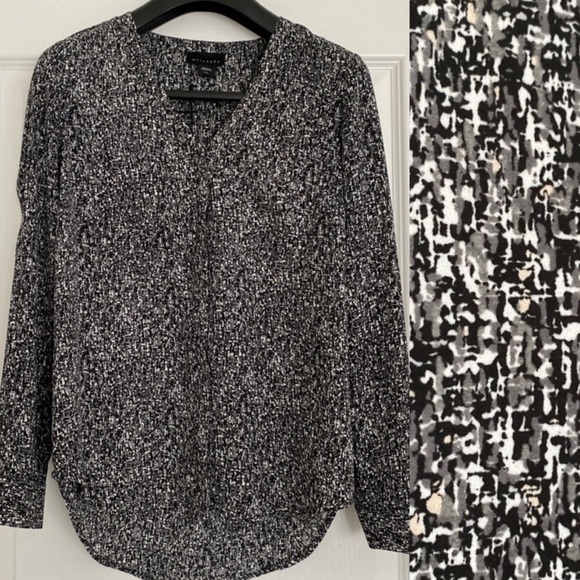 Metaphor Black and White Speckled Dress Shirt Blouse - Picture 2 of 12